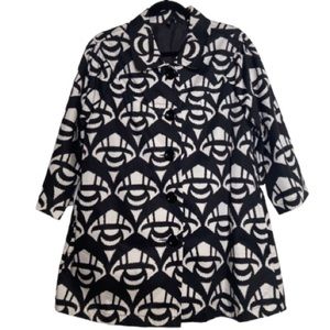 Ambition Black and White Abstract Print Long Jacket
